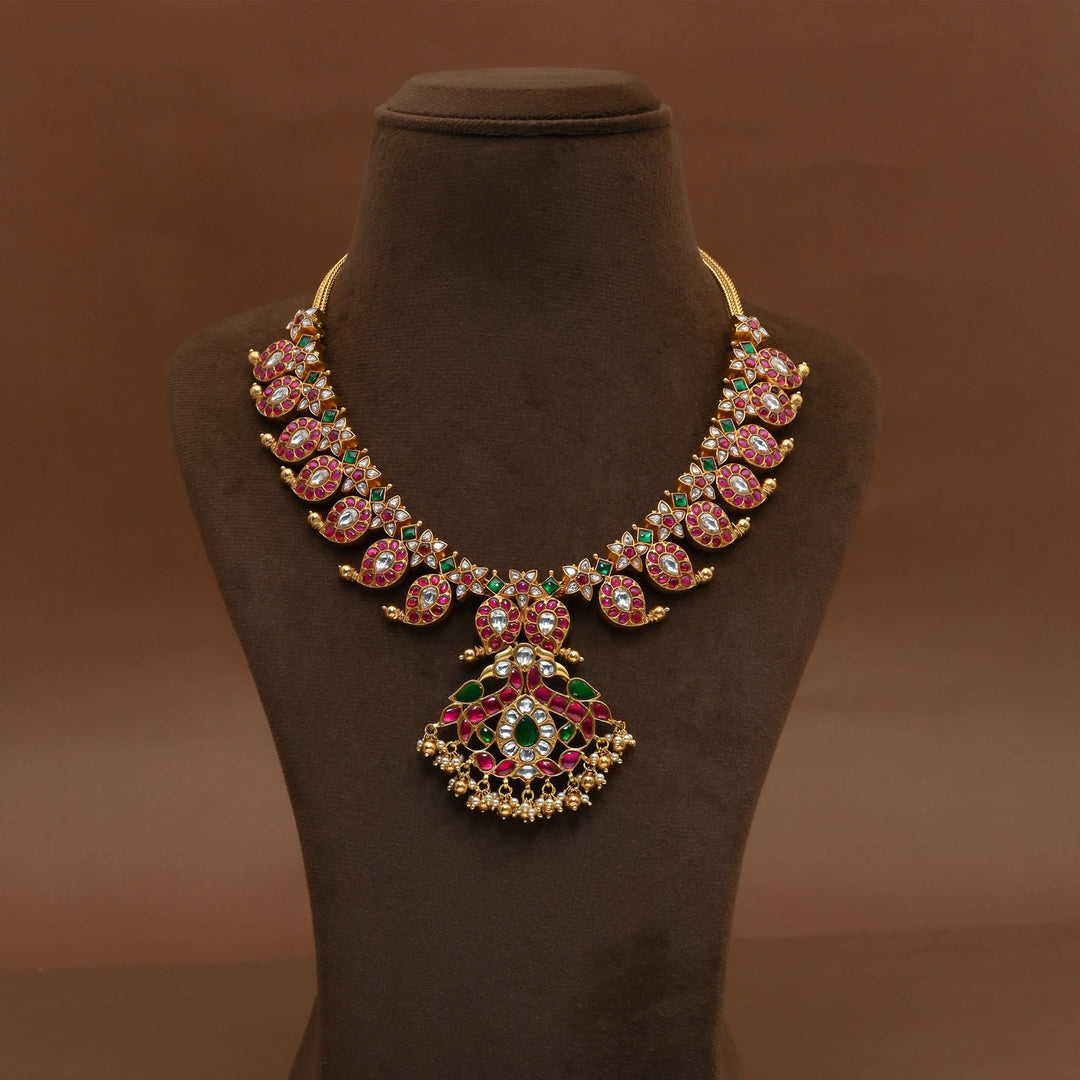 Silver Kundan Mango Necklace