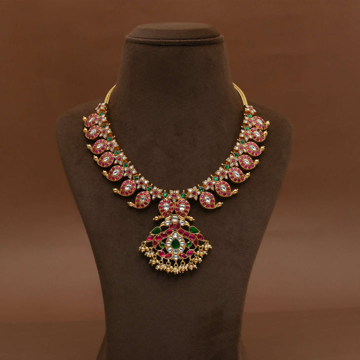 Silver Kundan Mango Necklace