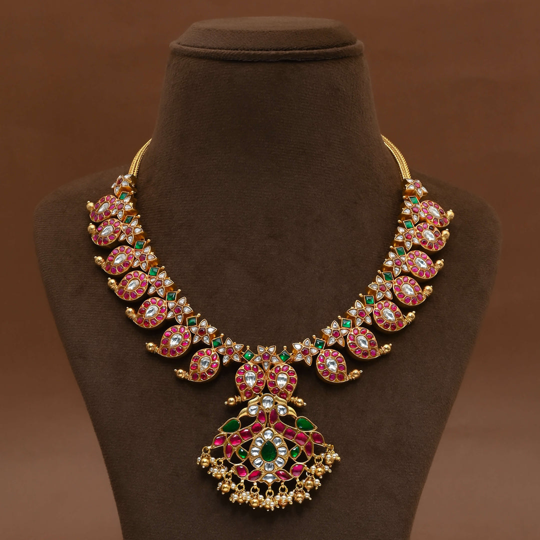 Silver Kundan Mango Necklace