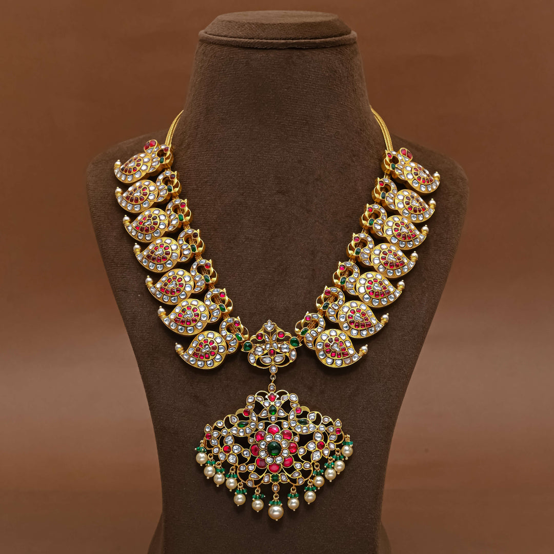Silver Kundan Mango Necklace