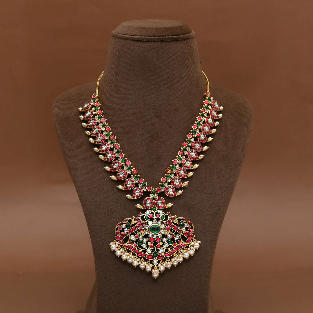 Silver Kundan Mango Necklace