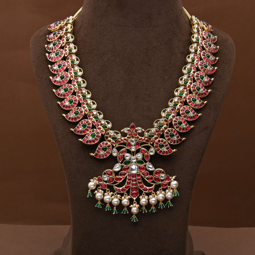 Silver Kundan Mango Necklace