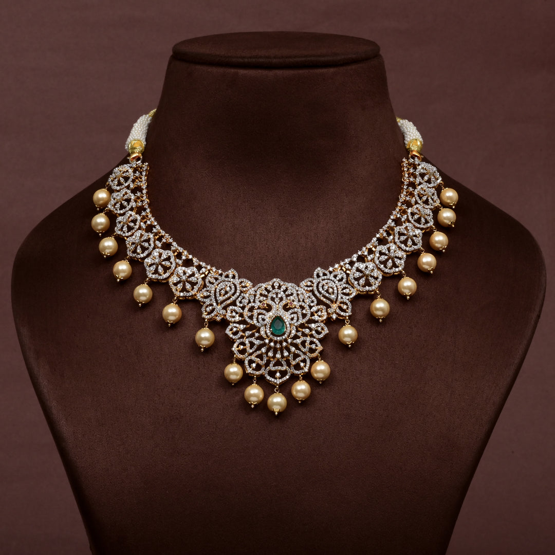 CZ Silver Emerald Necklace