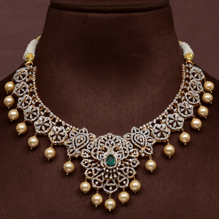 CZ Silver Emerald Necklace