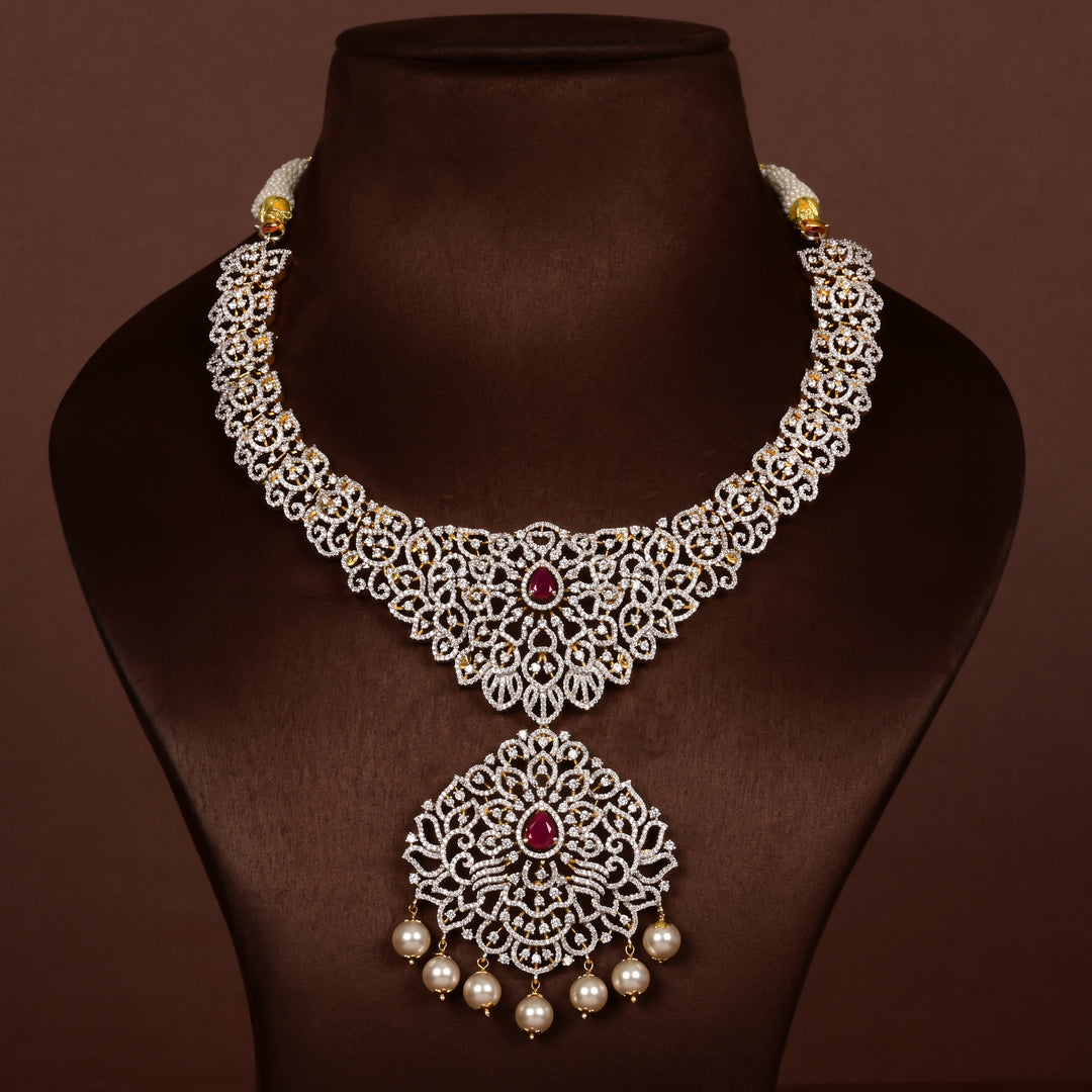 CZ Silver Ruby Necklace