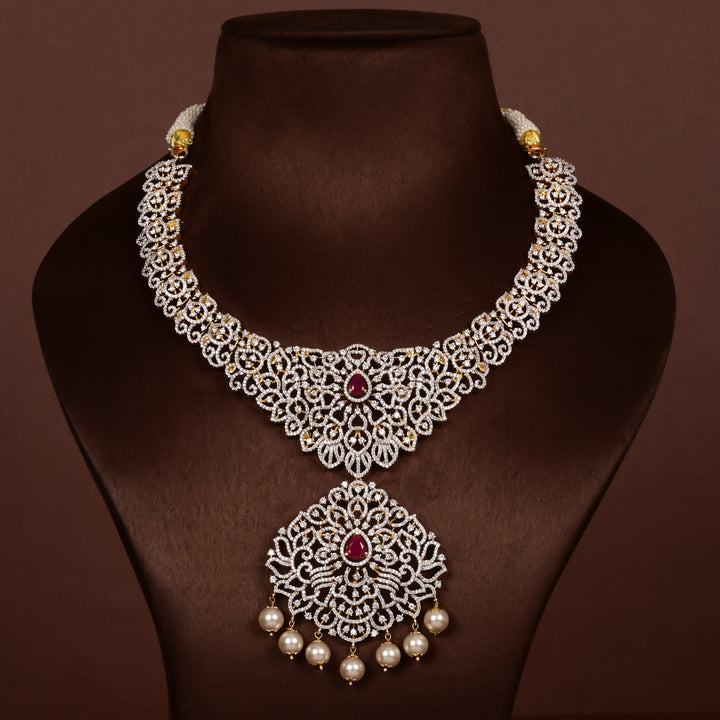 CZ Silver Ruby Necklace