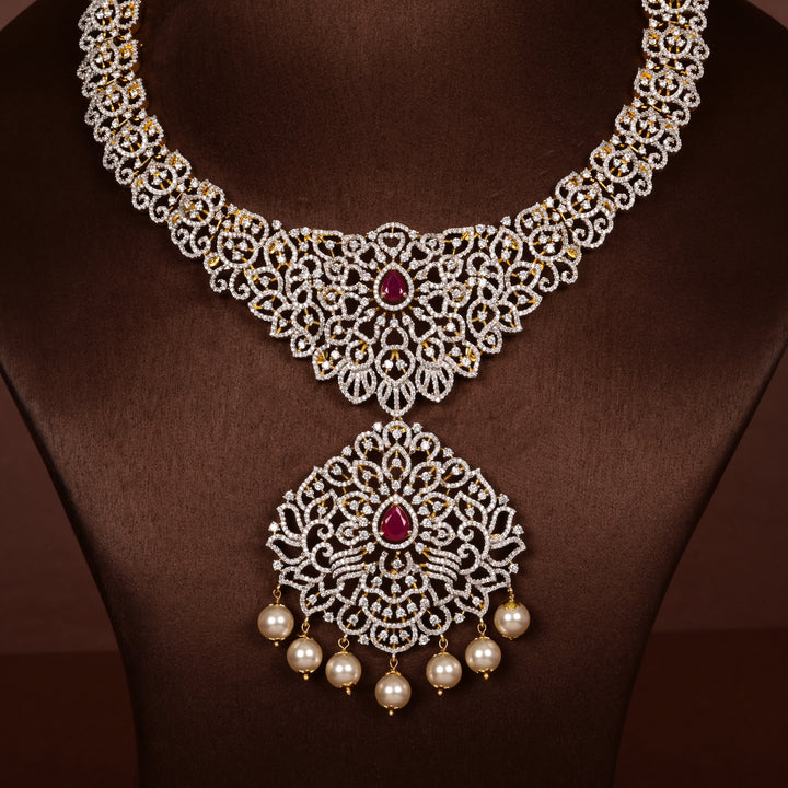 CZ Silver Ruby Necklace