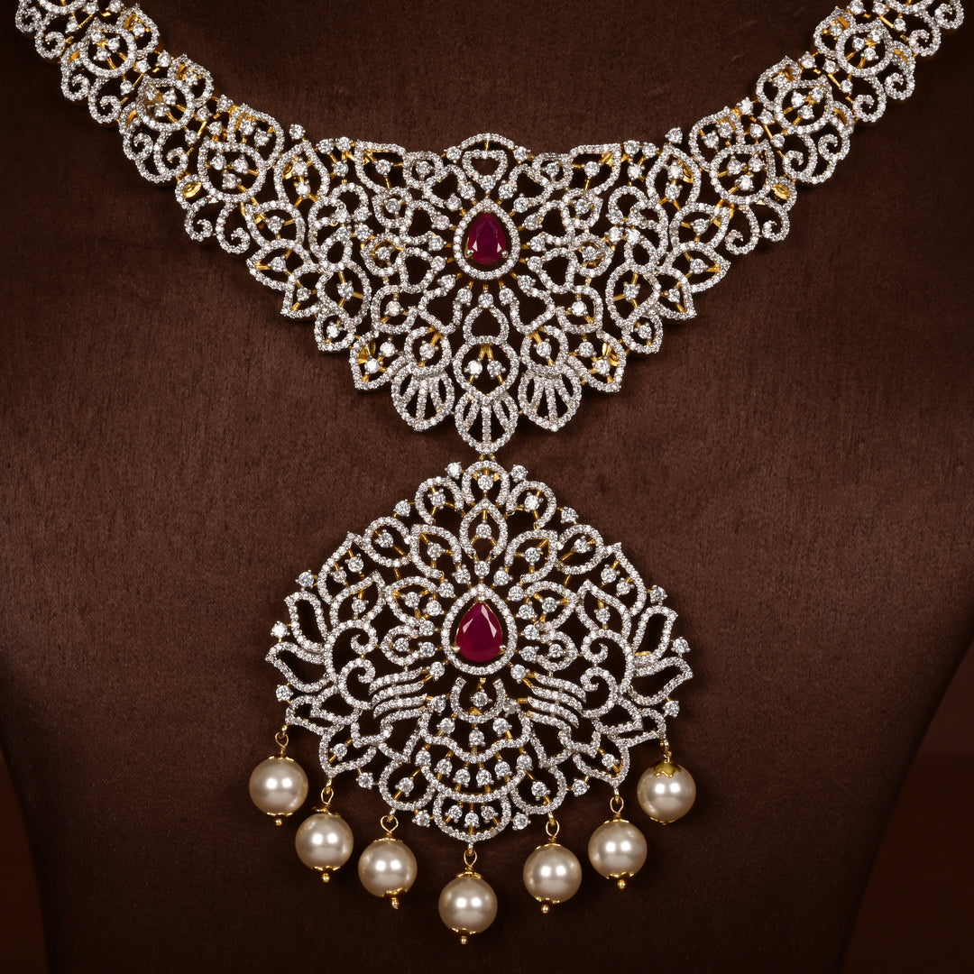 CZ Silver Ruby Necklace