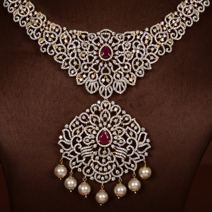 CZ Silver Ruby Necklace