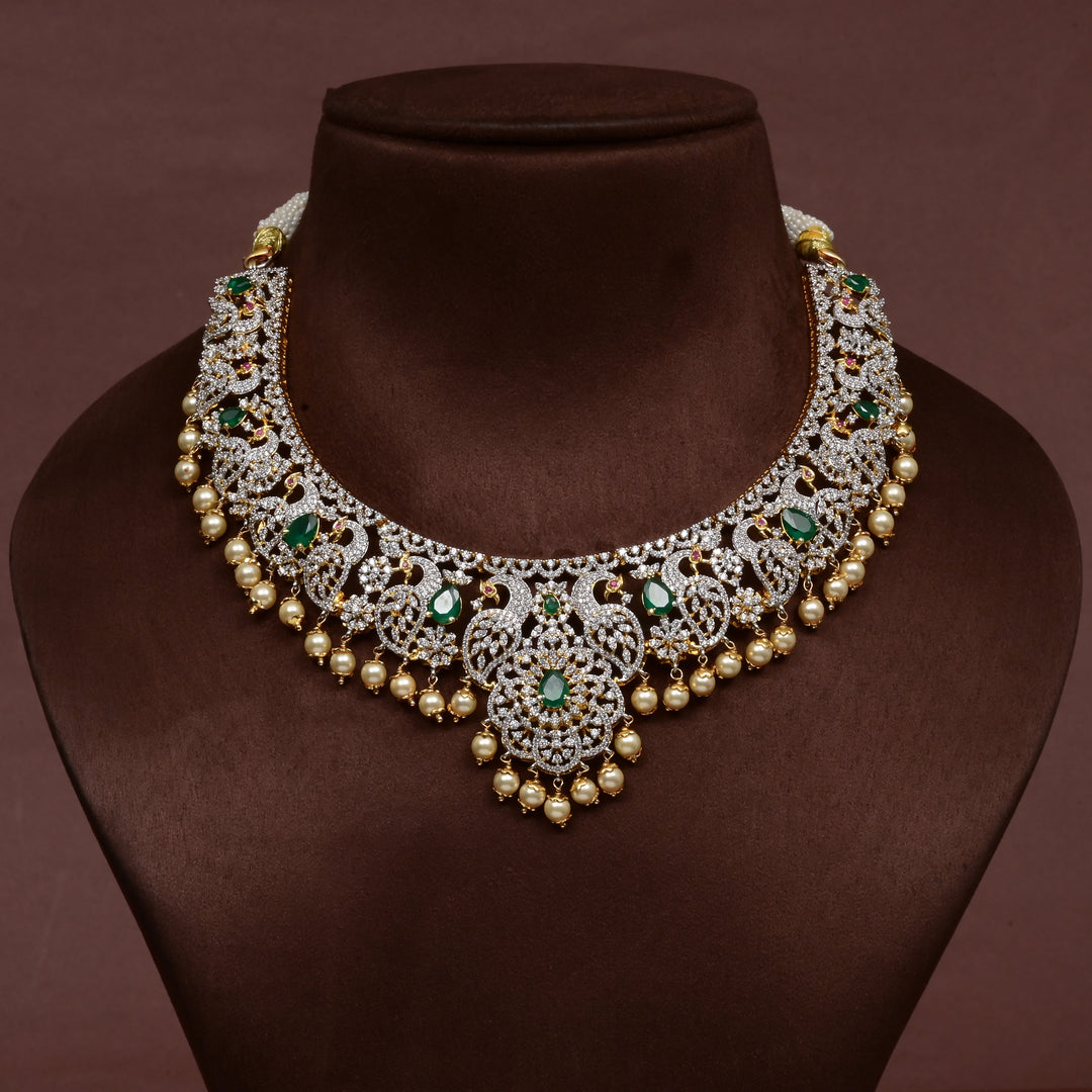 CZ Silver Emerald Necklace