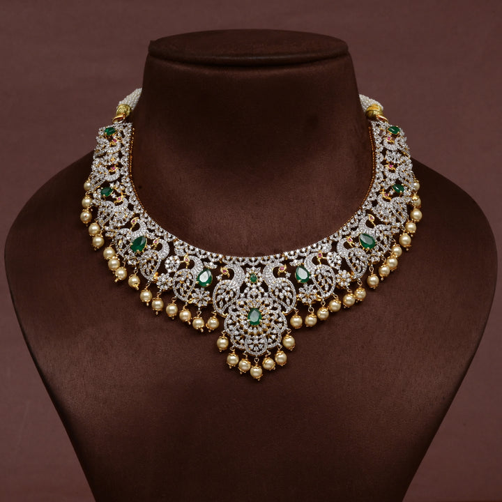 CZ Silver Emerald Necklace