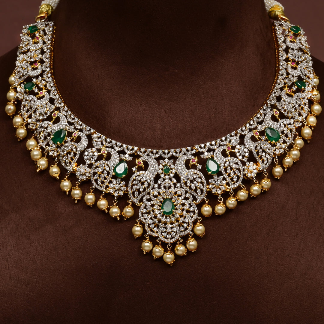 CZ Silver Emerald Necklace