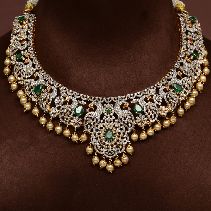 CZ Silver Emerald Necklace