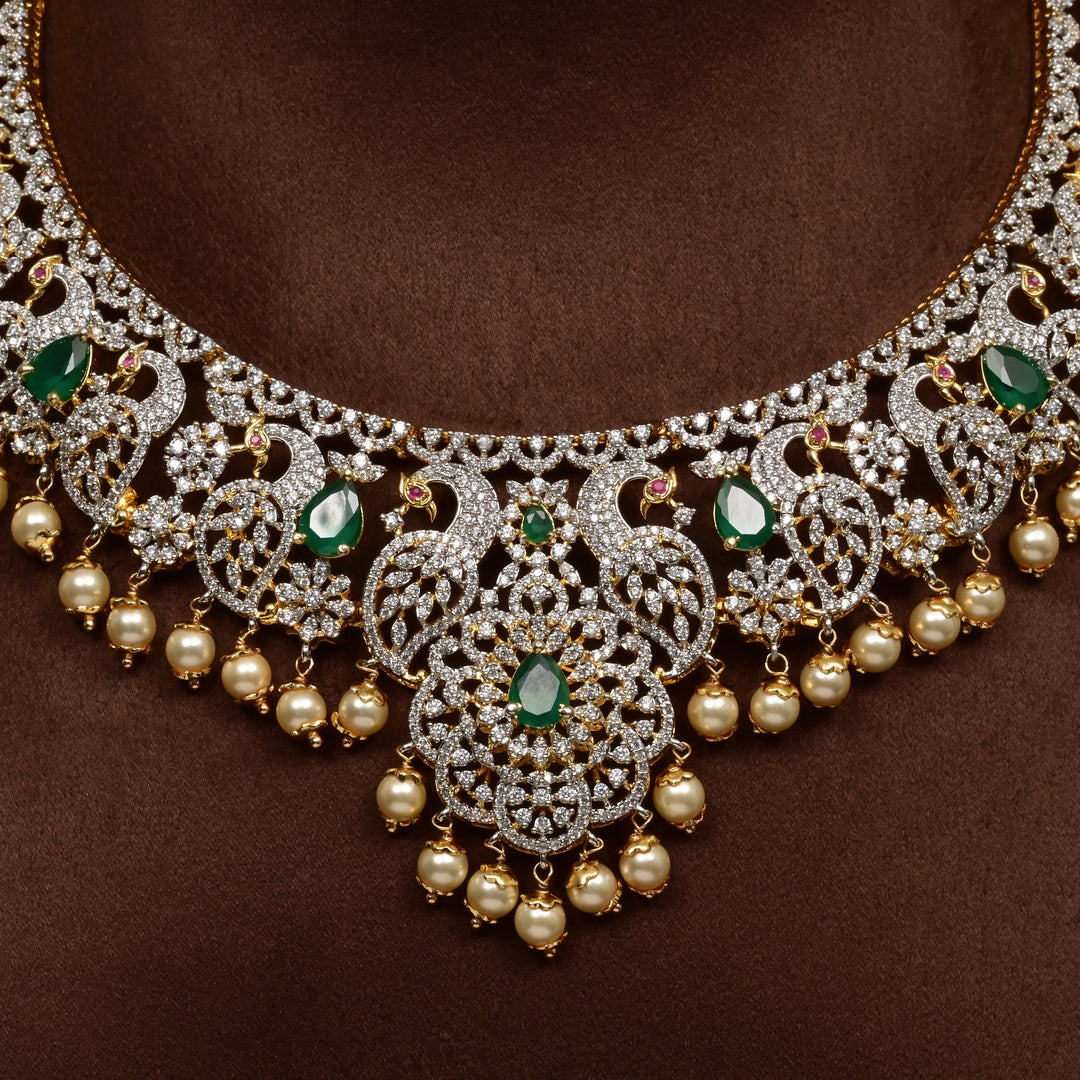 CZ Silver Emerald Necklace
