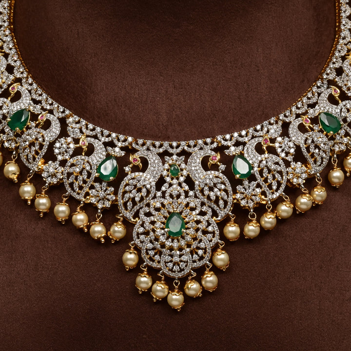CZ Silver Emerald Necklace