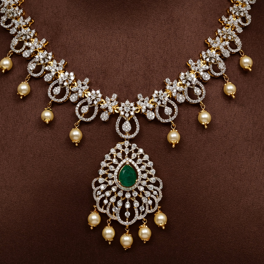 CZ Silver Emerald Necklace
