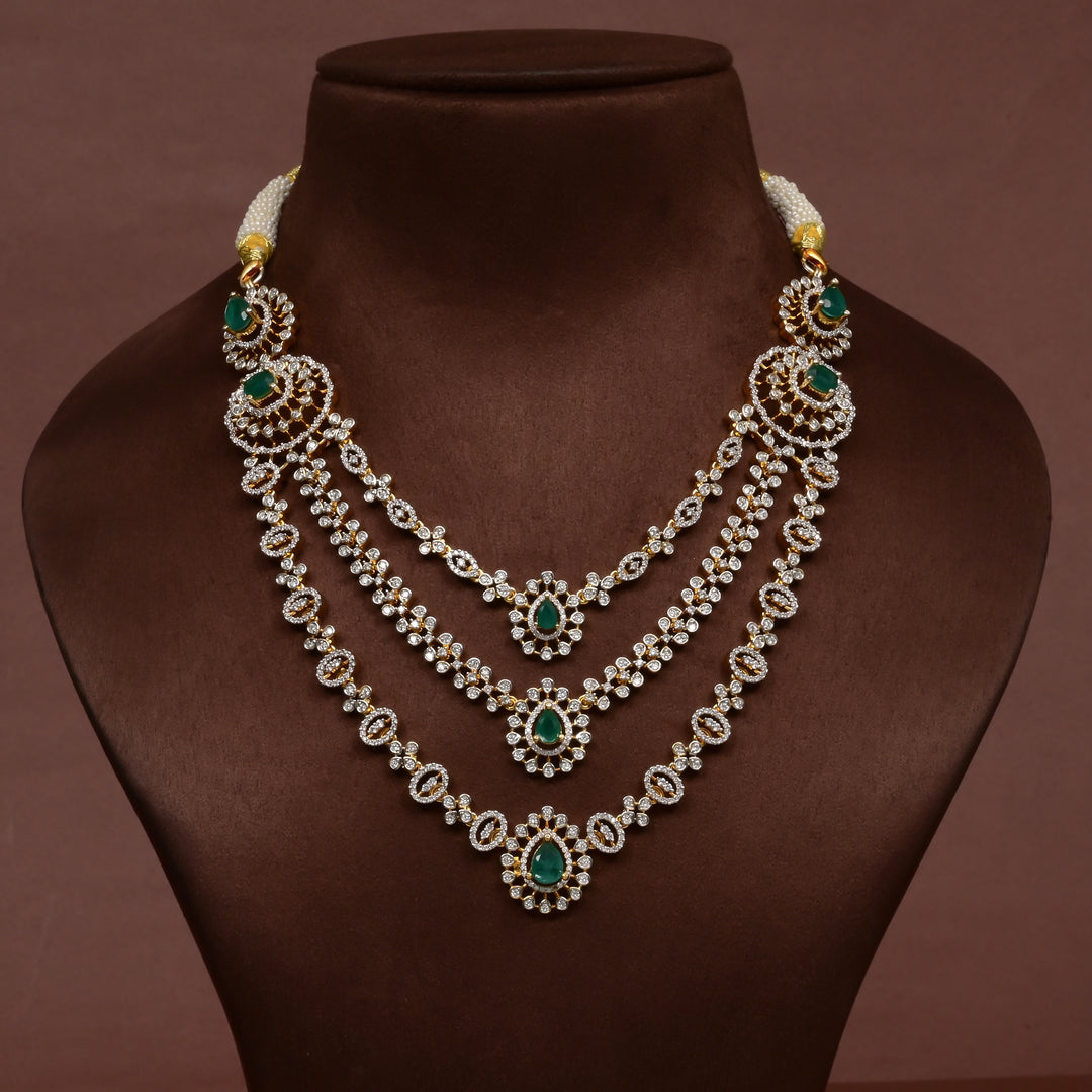 Hriday collection of 92.5 silver short necklace with CZ stones, intricate  design for bridal and festive wear by Sri fine jewellery, Hyderabad.
(https://www.srifinejewellery.com)