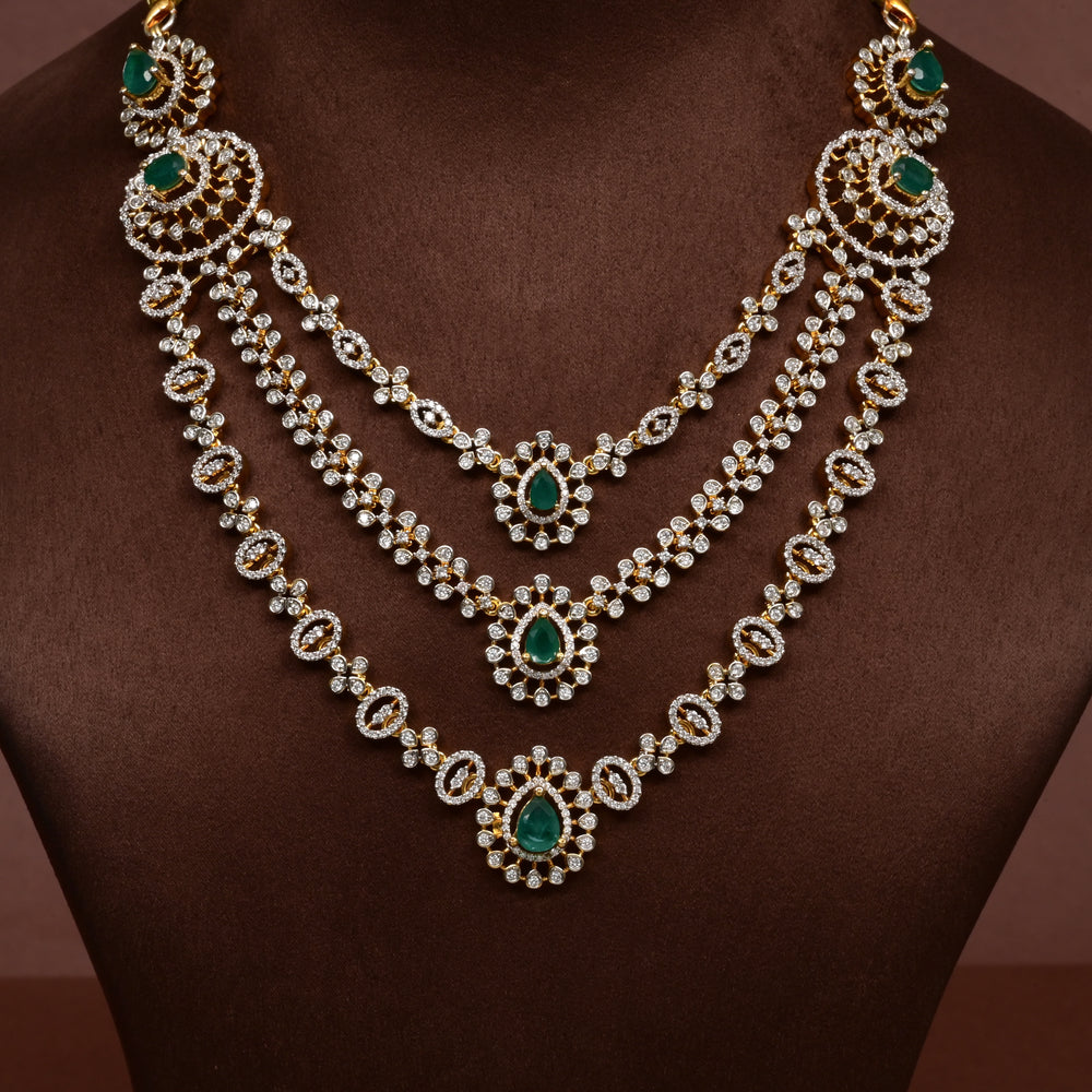 Hriday collection of 92.5 silver short necklace with CZ stones, intricate  design for bridal and festive wear by Sri fine jewellery, Hyderabad.
(https://www.srifinejewellery.com)