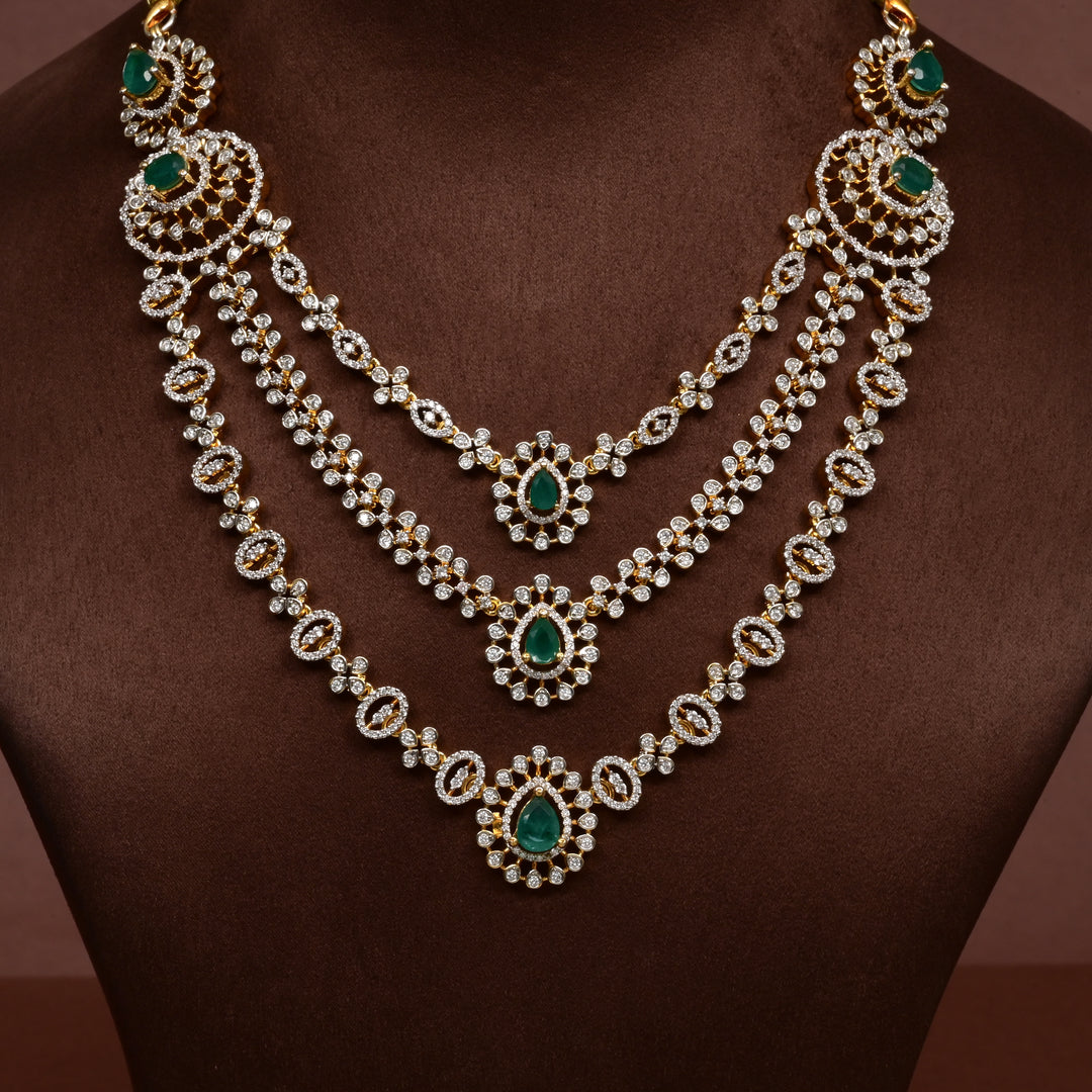 Hriday collection of 92.5 silver short necklace with CZ stones, intricate  design for bridal and festive wear by Sri fine jewellery, Hyderabad.
(https://www.srifinejewellery.com)