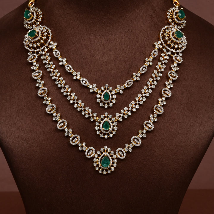 Hriday collection of 92.5 silver short necklace with CZ stones, intricate  design for bridal and festive wear by Sri fine jewellery, Hyderabad.
(https://www.srifinejewellery.com)
