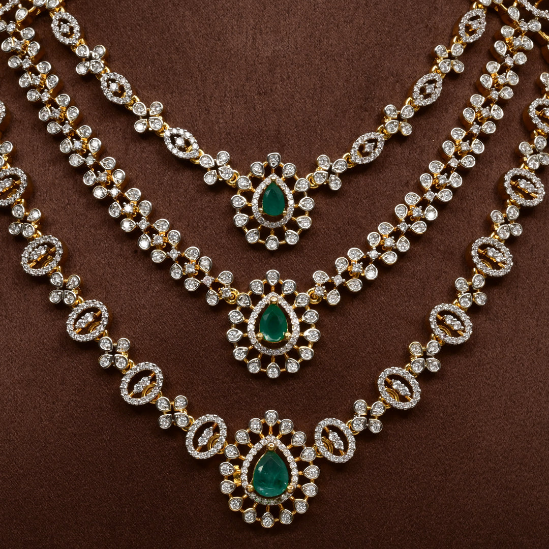 Hriday collection of 92.5 silver short necklace with CZ stones, intricate  design for bridal and festive wear by Sri fine jewellery, Hyderabad.
(https://www.srifinejewellery.com)