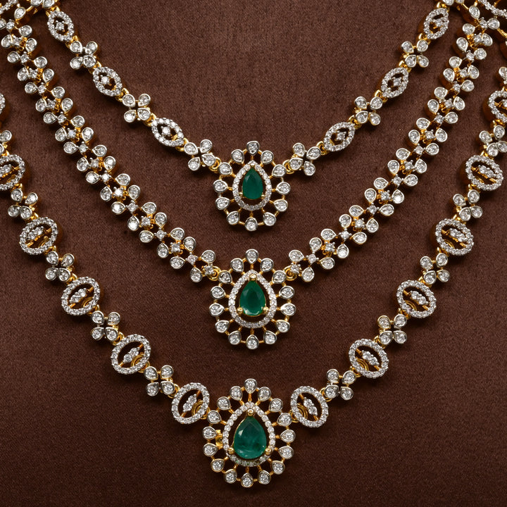 Hriday collection of 92.5 silver short necklace with CZ stones, intricate  design for bridal and festive wear by Sri fine jewellery, Hyderabad.
(https://www.srifinejewellery.com)