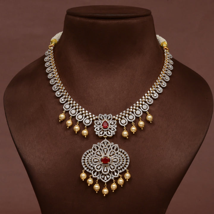Hriday collection of 92.5 silver short necklace with CZ stones, intricate  design for bridal and festive wear by Sri fine jewellery, Hyderabad.
(https://www.srifinejewellery.com)