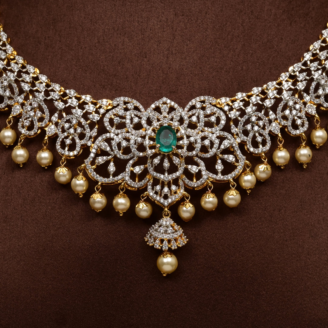 CZ Silver Emerald Necklace