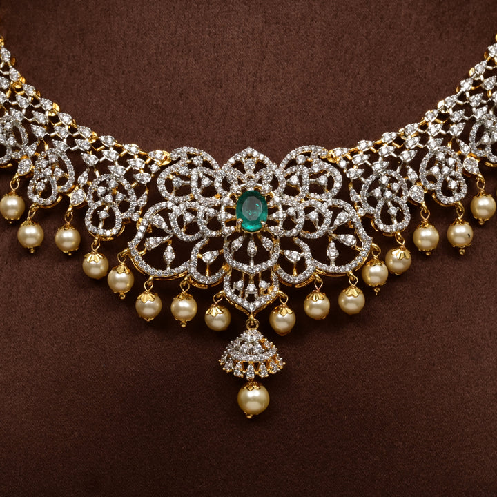 CZ Silver Emerald Necklace