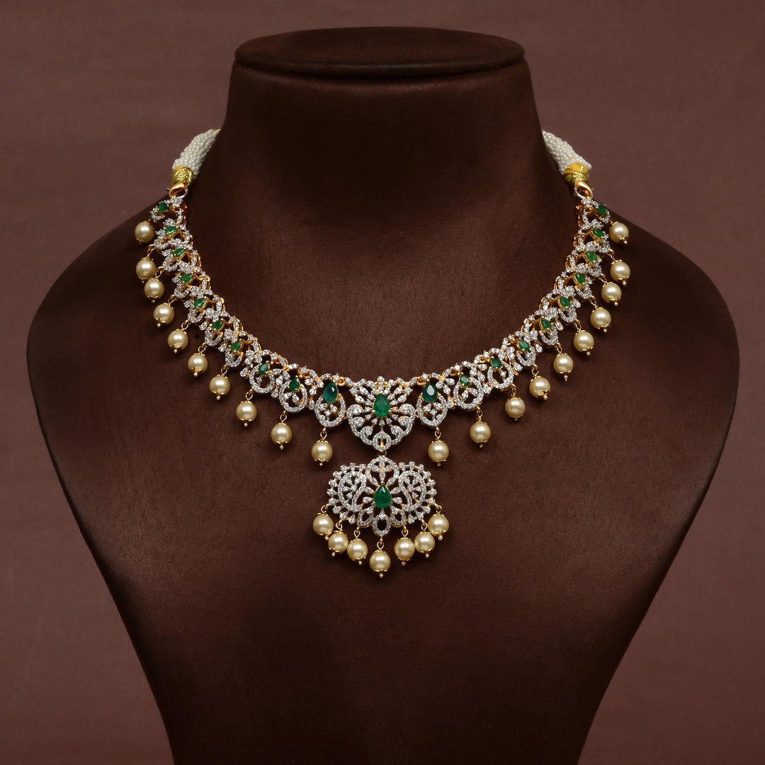 CZ Silver Emerald Necklace