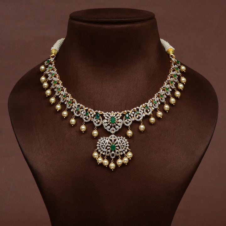CZ Silver Emerald Necklace
