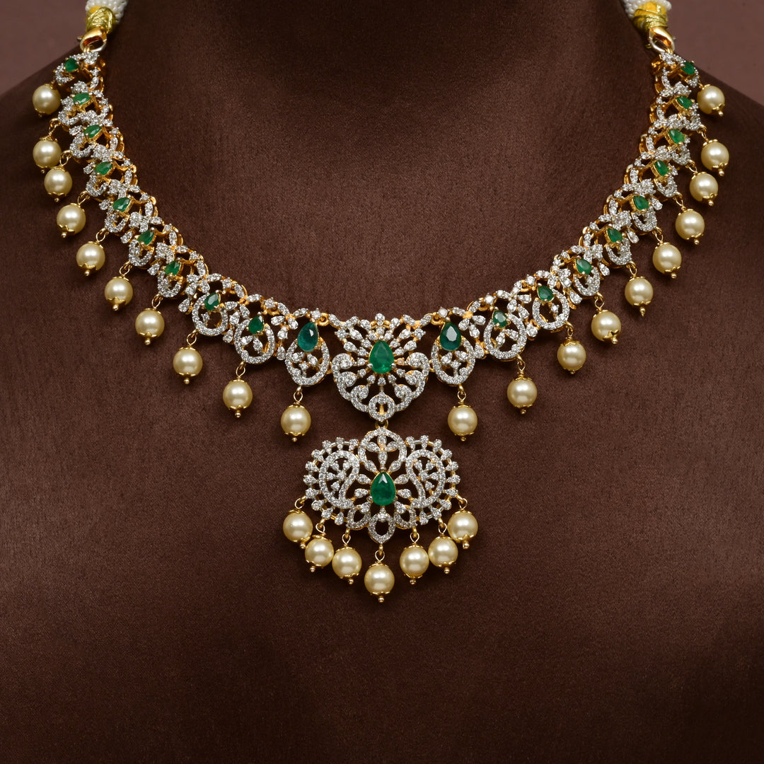 CZ Silver Emerald Necklace