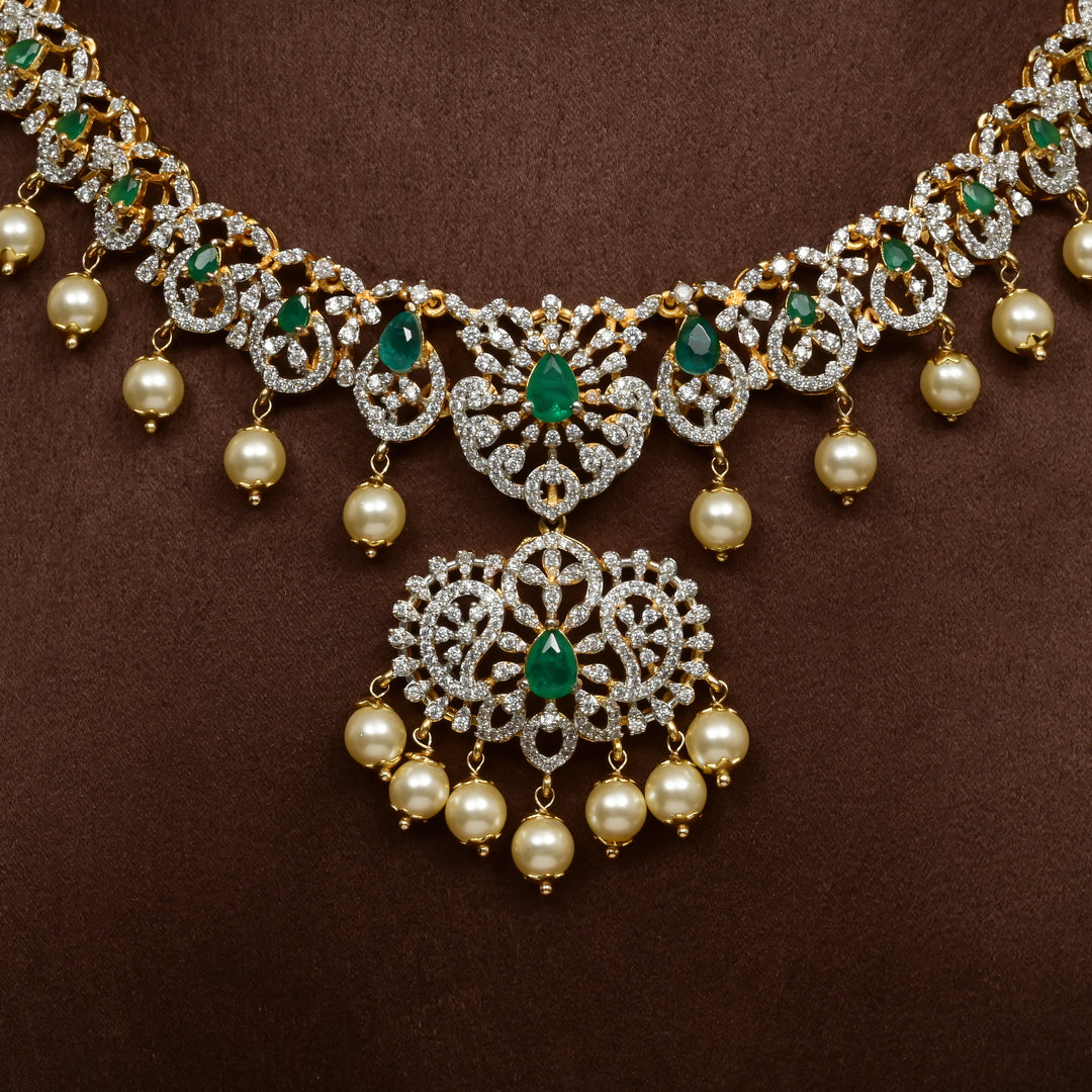 CZ Silver Emerald Necklace