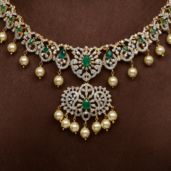 CZ Silver Emerald Necklace
