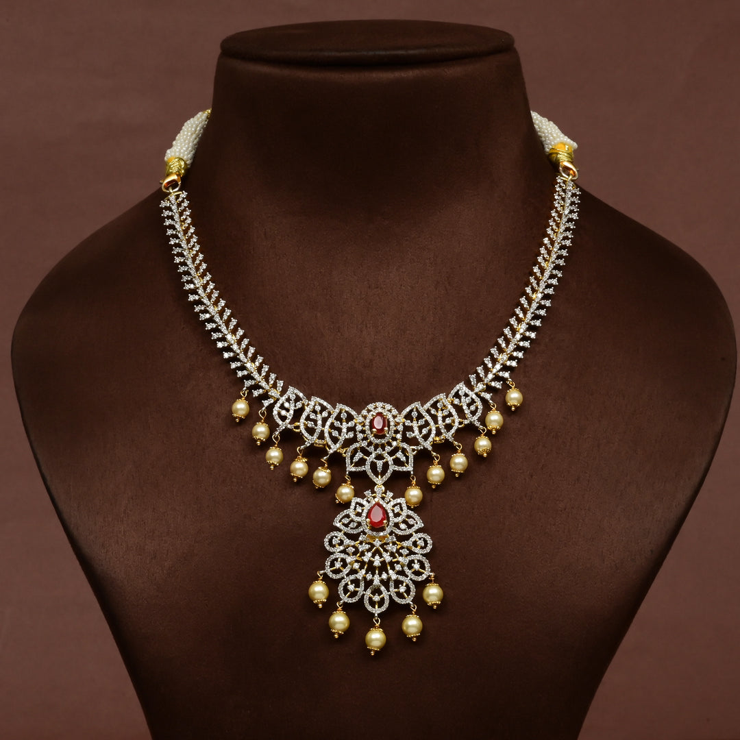 CZ Silver Ruby Necklace