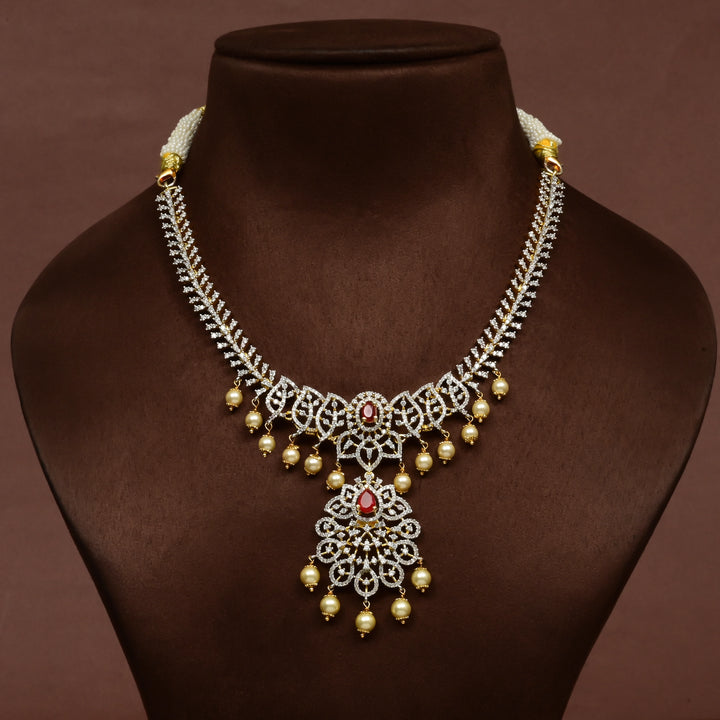 CZ Silver Ruby Necklace