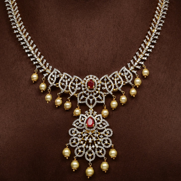 CZ Silver Ruby Necklace