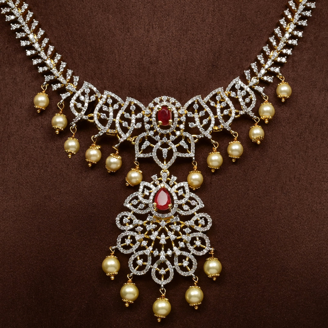 CZ Silver Ruby Necklace
