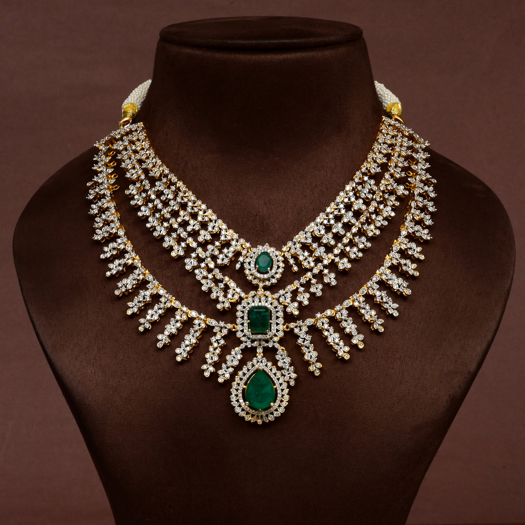 CZ Silver Emerald Necklace