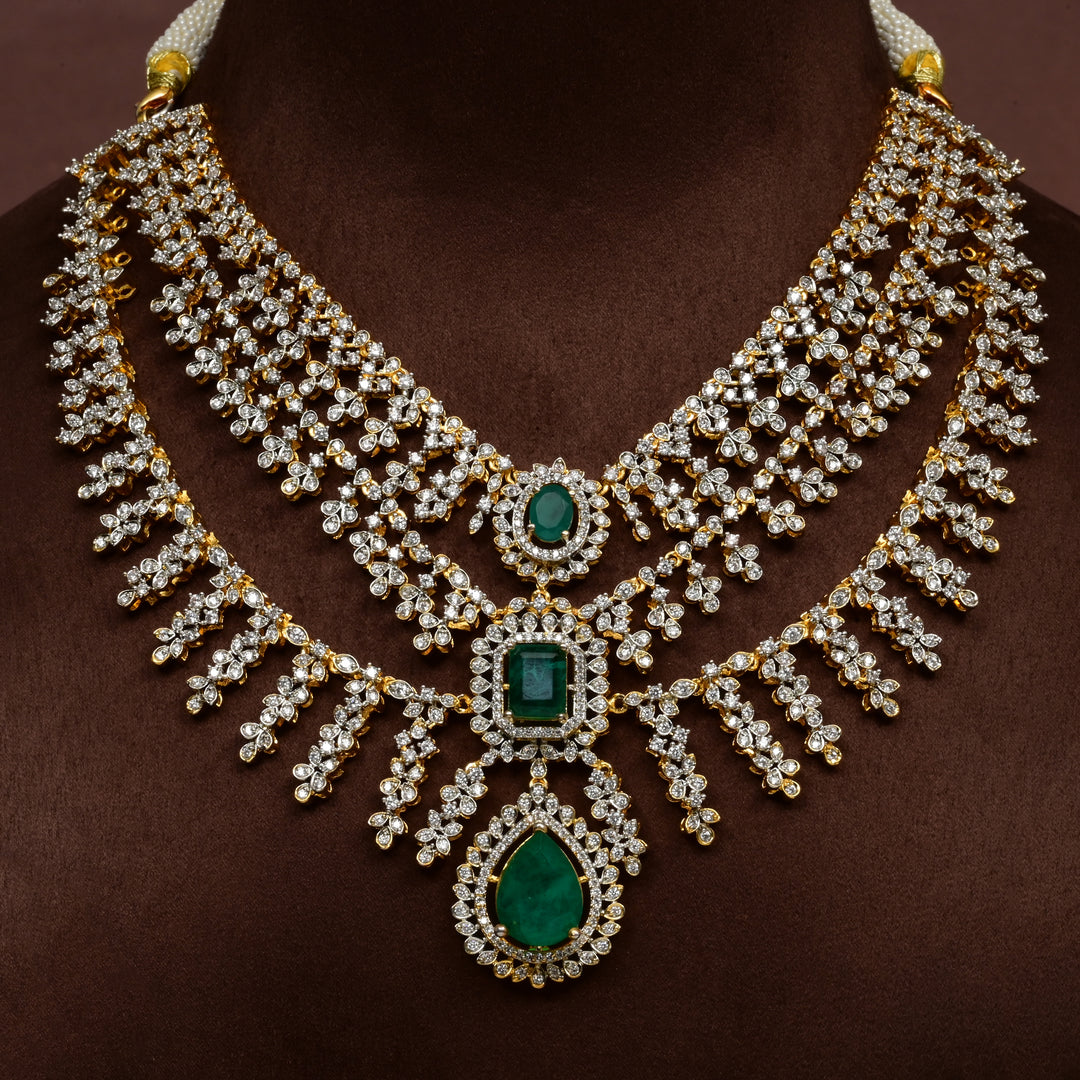 CZ Silver Emerald Necklace