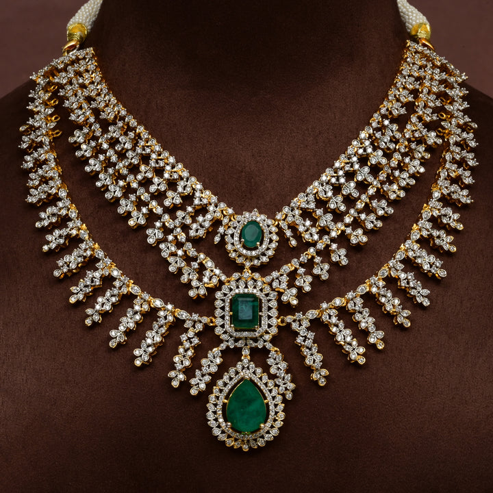 CZ Silver Emerald Necklace
