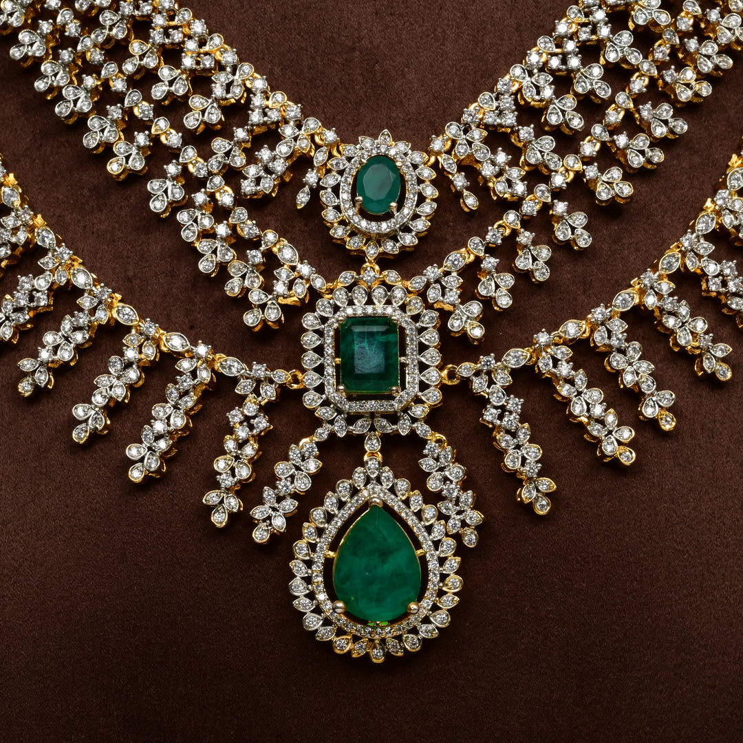 CZ Silver Emerald Necklace