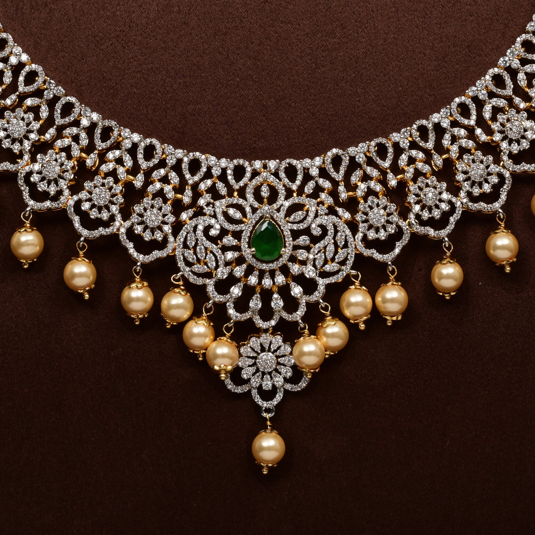 CZ Silver Emerald Necklace