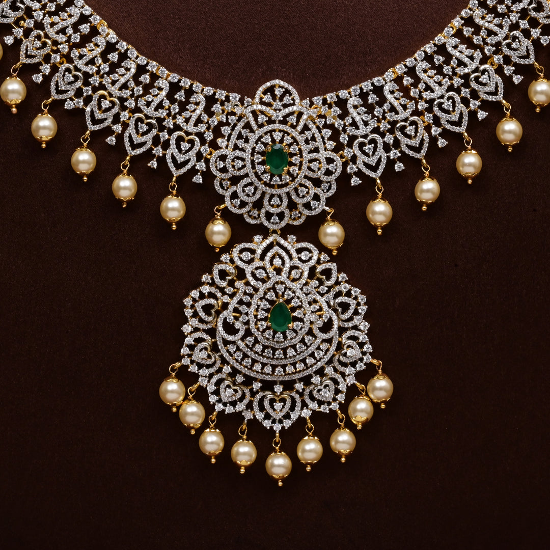 CZ Silver Emerald Necklace