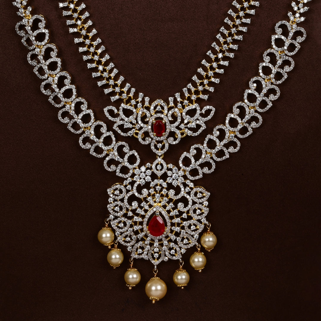 CZ Silver Ruby Necklace