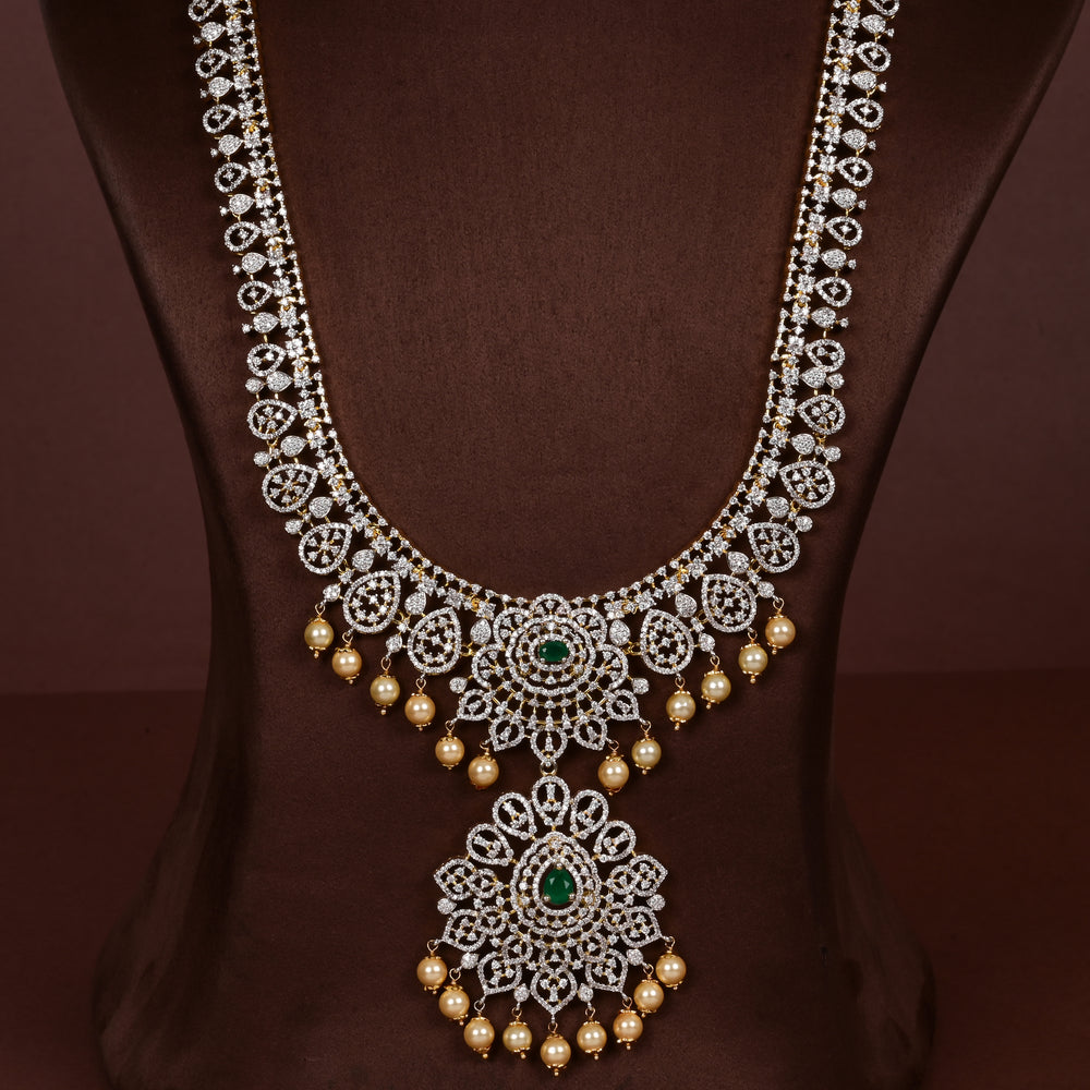 Luxury bridal necklace in 92.5 silver with semi-precious emerald stones and intricate design, handcrafted wedding jewellery for brides by Sri Fine Jewellery, Hyderabd
(https://srifinejewellery.com)