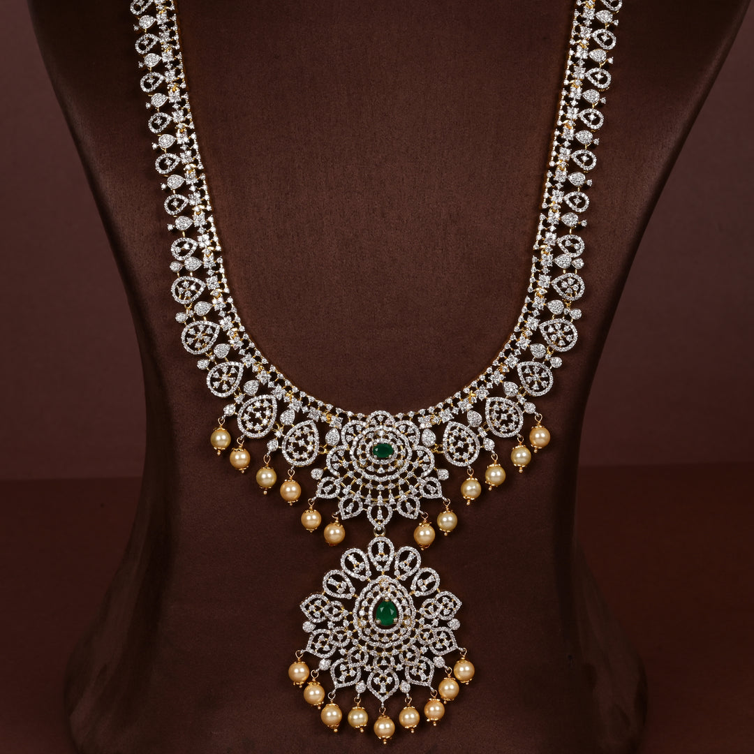 Luxury bridal necklace in 92.5 silver with semi-precious emerald stones and intricate design, handcrafted wedding jewellery for brides by Sri Fine Jewellery, Hyderabd
(https://srifinejewellery.com)