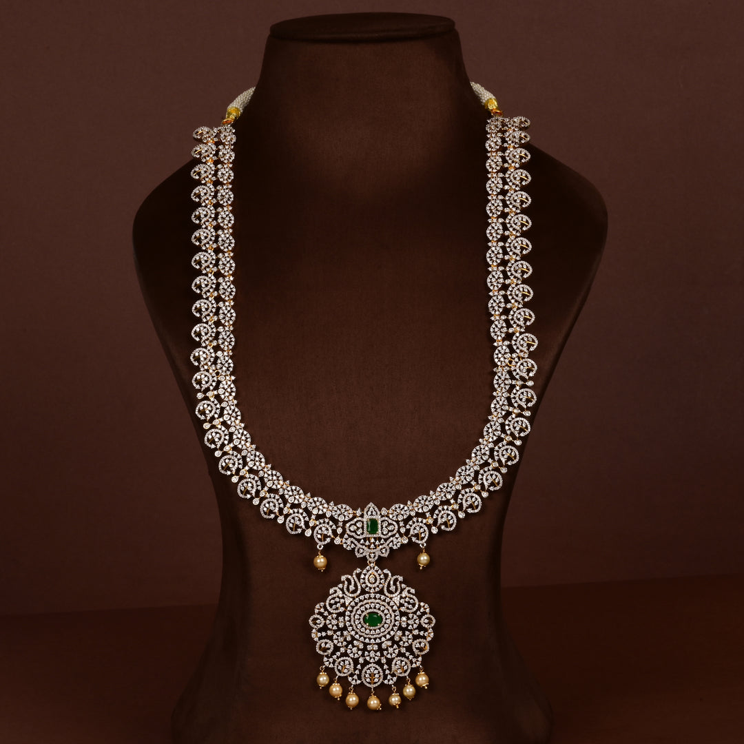 Luxury bridal necklace in 92.5 silver with semi-precious emerald stones and intricate design, handcrafted wedding jewellery for brides by Sri Fine Jewellery, Hyderabd
(https://srifinejewellery.com)