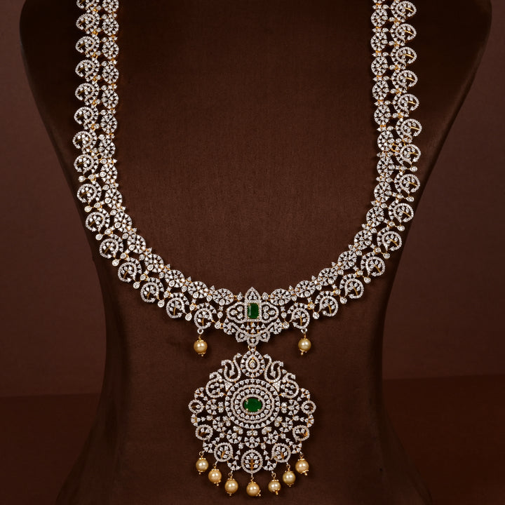 Luxury bridal necklace in 92.5 silver with semi-precious emerald stones and intricate design, handcrafted wedding jewellery for brides by Sri Fine Jewellery, Hyderabd
(https://srifinejewellery.com)