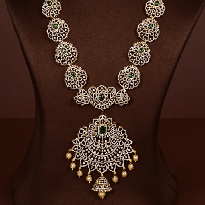 Hriday luxury choker in 92.5 silver with emerald stones, cz diamonds and elegant bridal craftsmanship by Sri Fine Jewellery, Hyderabad
